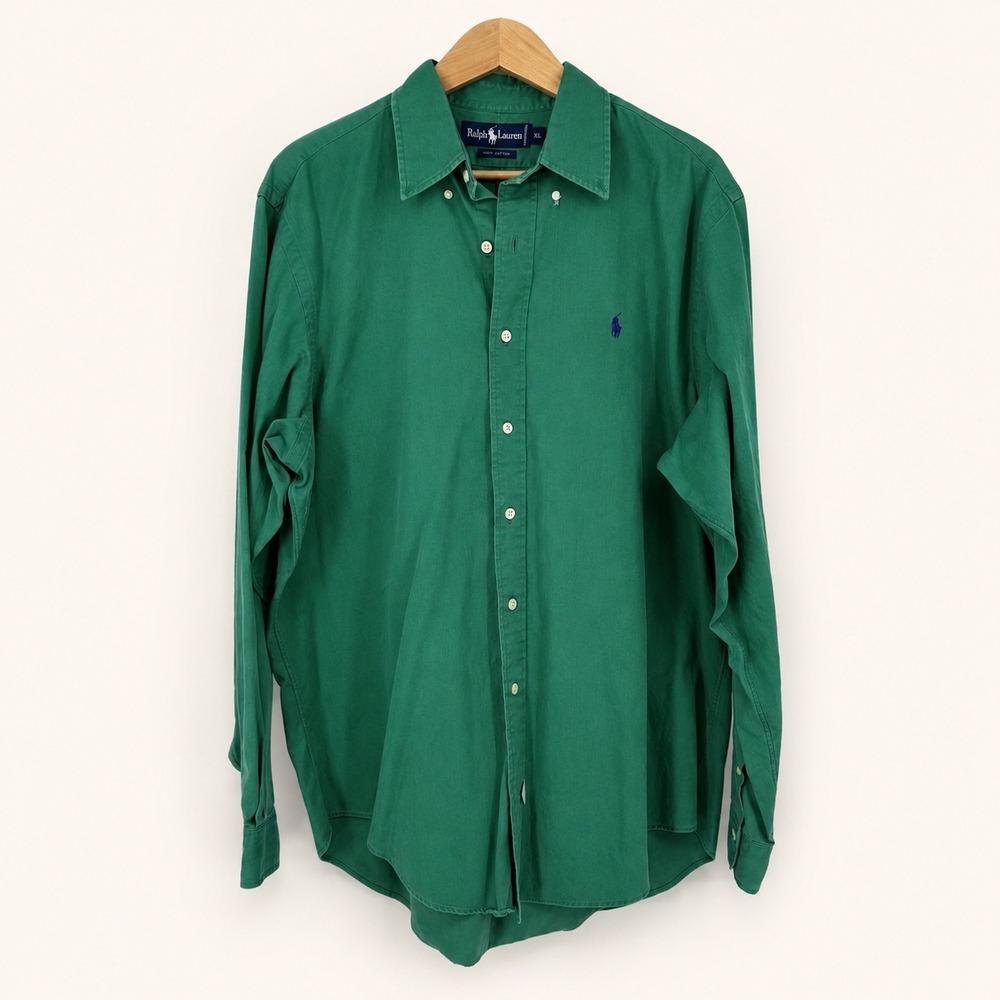 Polo Ralph Lauren Mens XL Green Button Down Oxford Shirt Pony Preppy Old Money